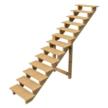 Holztreppe Höhe 224cm 13 Stufen, Breite 80cm, OHNE Setzstufen