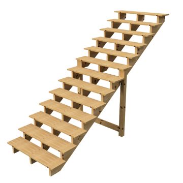 Außentreppe Holz Höhe 224cm 13 Stufen, Breite 100cm, OHNE Setzstufen
