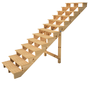 Escalera Exterior Madera A 224cm 13 peldaños P 29cm T 100cm