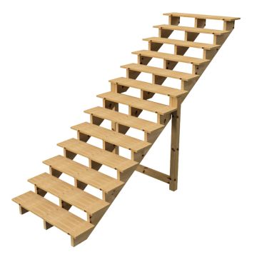 Holztreppe Höhe 224cm 13 Stufen, Breite 120cm, OHNE Setzstufen