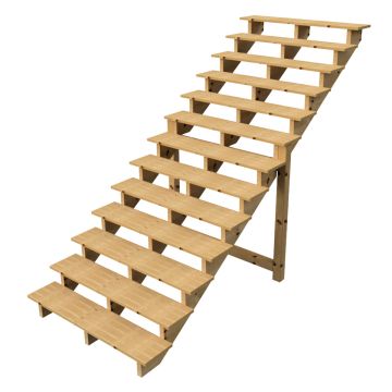 Holztreppe Höhe 224cm 13 Stufen, Breite 140cm, OHNE Setzstufen