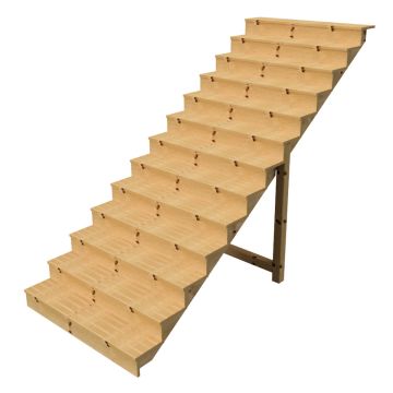 Holztreppe Höhe 224cm 13 Stufen, Breite 140cm, MIT Setzstufen