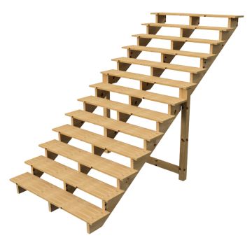 Deck stairs wood BERLIN H224cm 13 steps D29cm W160cm