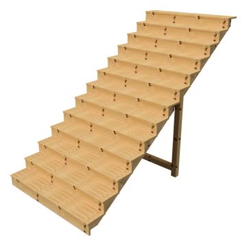 Holztreppe Höhe 224cm 13 Stufen, Breite 160cm, MIT Setzstufen