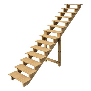 Außentreppe Holz Höhe 241cm 14 Stufen, Breite 80cm, OHNE Setzstufen