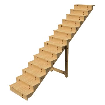 Außentreppe Holz Höhe 241cm 14 Stufen, Breite 80cm, MIT Setzstufen