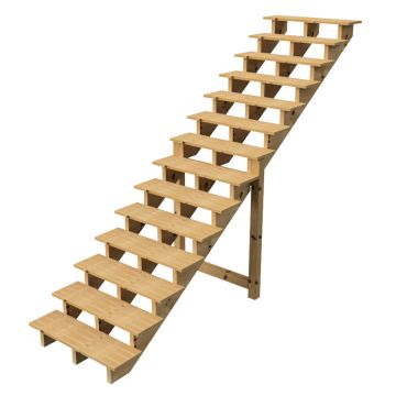 Außentreppe Holz Höhe 241cm 14 Stufen, Breite 100cm, OHNE Setzstufen