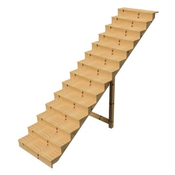 Außentreppe Holz Höhe 241cm 14 Stufen, Breite 100cm, MIT Setzstufen