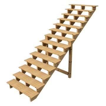 Außentreppe Holz Höhe 241cm 14 Stufen, Breite 120cm, OHNE Setzstufen