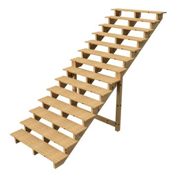 Außentreppe Holz Höhe 241cm 14 Stufen, Breite 140cm, OHNE Setzstufen