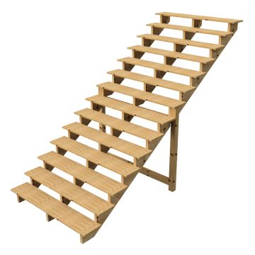 Außentreppe Holz Höhe 241cm 14 Stufen, Breite 160cm, OHNE Setzstufen