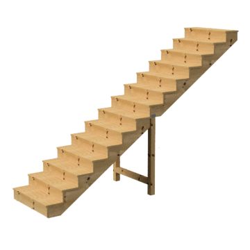 Außentreppe Holz Höhe 241cm 14 Stufen, Breite 140cm, MIT Setzstufen