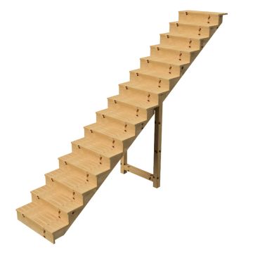 Außentreppe Holz Höhe 258cm 15 Stufen, Breite 80cm, MIT Setzstufen