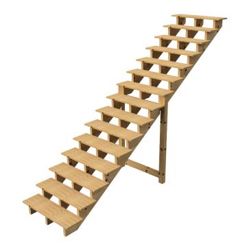 Außentreppe Holz Höhe 258cm 15 Stufen, Breite 100cm, OHNE Setzstufen