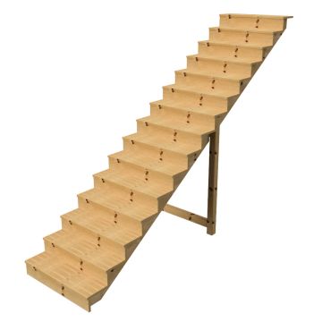 Außentreppe Holz Höhe 258cm 15 Stufen, Breite 100cm, MIT Setzstufen