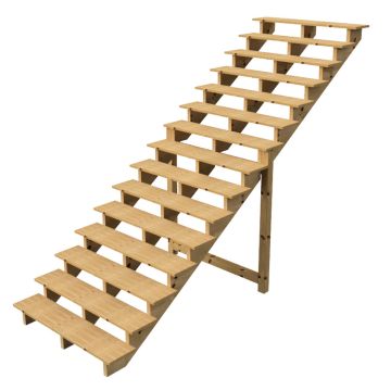 Außentreppe Holz Höhe 258cm 15 Stufen, Breite 140cm, OHNE Setzstufen