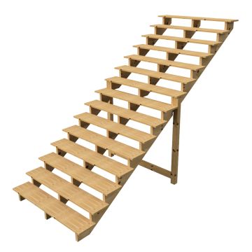 Außentreppe Holz Höhe 258cm 15 Stufen, Breite 160cm, OHNE Setzstufen
