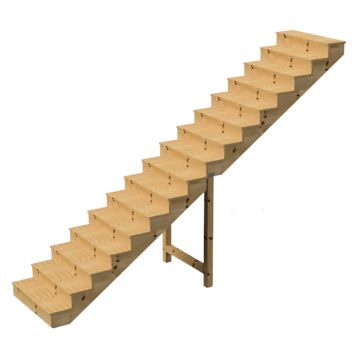 Escalera exterior madera A275cm 16 peldaños P29cm T120cm +Contrahuella