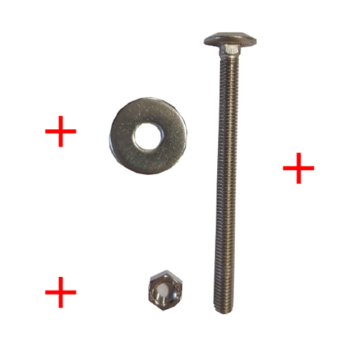 1 Set stainless steel Carriage bolt M6x80mm + washer + nut