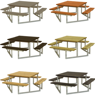 Table de picnic, modèle Twist, 8 personnes. Différents coloris et matière