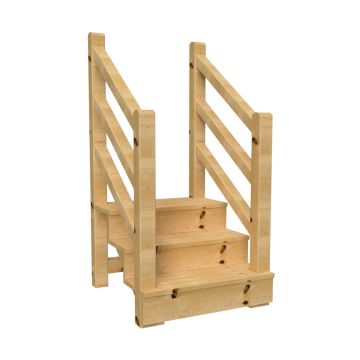 Terrassentreppe VENEZIA mit Treppengeländer aus Holz, 3 Stufen, H54cm versch. Breiten