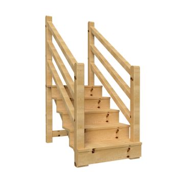 Holztreppe VENEZIA mit Treppengeländer, 5 Stufen, H88cm versch. Breiten