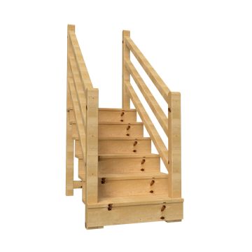 Holztreppe VENEZIA mit Treppengeländer, 6 Stufen, H105cm versch. Breiten