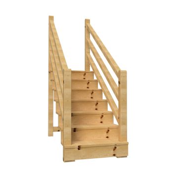 Holztreppe VENEZIA mit Treppengeländer, 7 Stufen, H122cm versch. Breiten