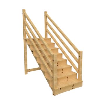 Terrassentreppe VENEZIA mit Treppengeländer, 8 Stufen, H139cm versch. Breiten
