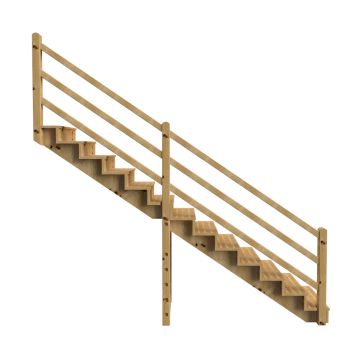 Außentreppe VENEZIA mit Treppengeländer, 13 Stufen, H224cm versch. Breiten