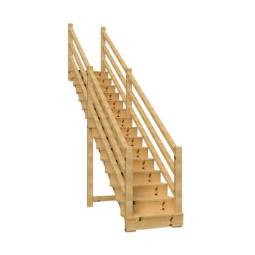 Außentreppe VENEZIA mit Treppengeländer, 15 Stufen, H258cm versch. Breiten