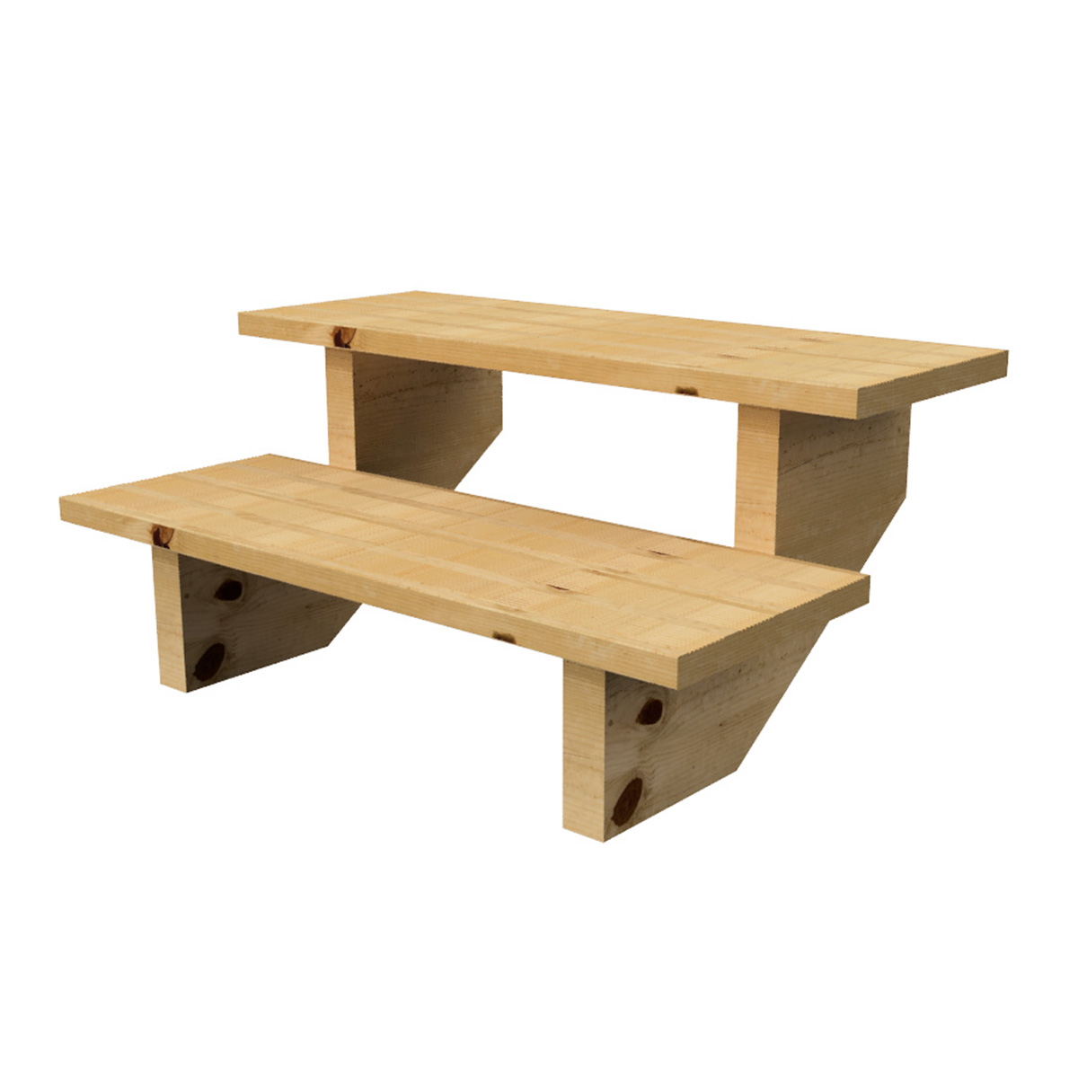 escalier bois- 2 marches - h 37cm 