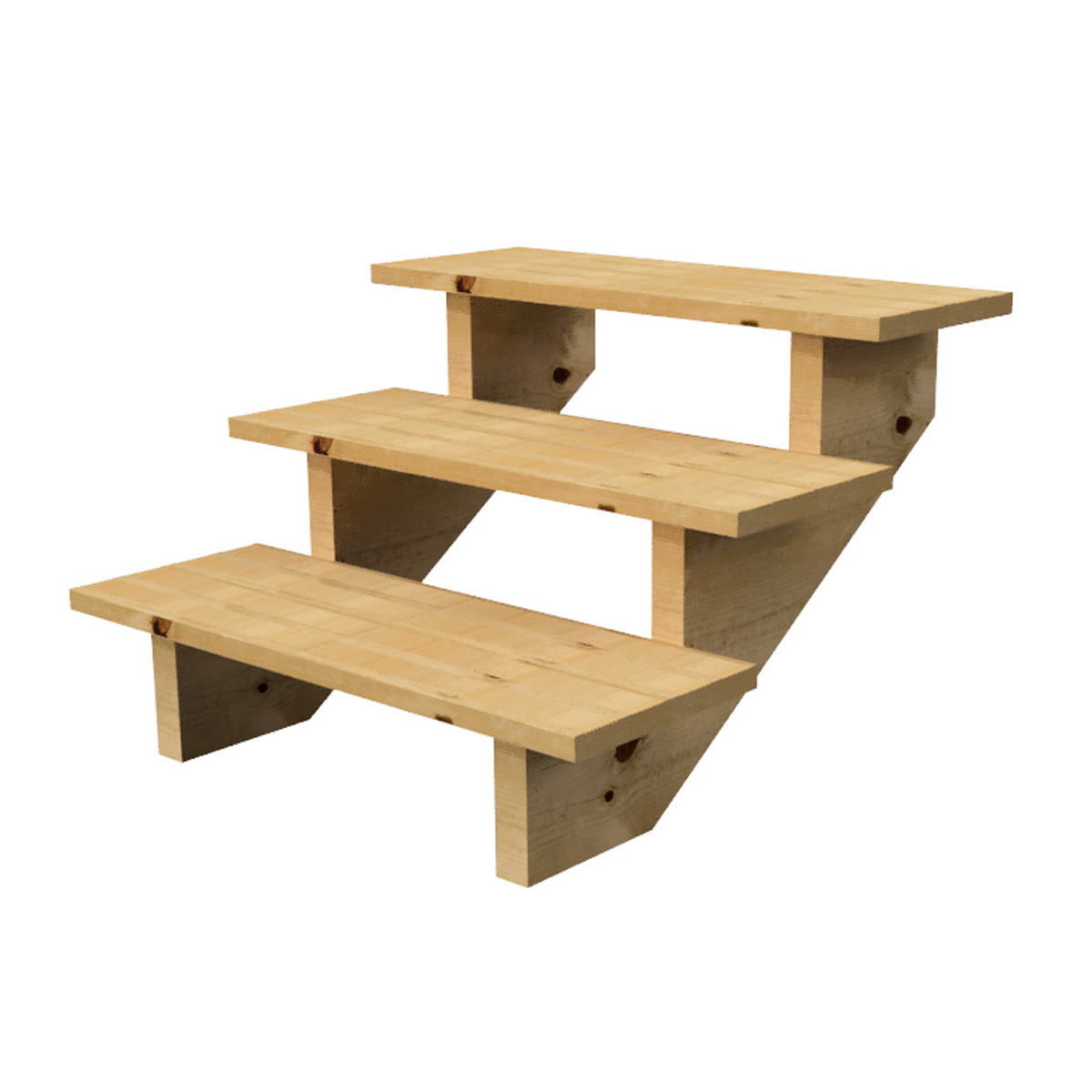 Escalera exterior patio 3 peldaños tipo C – altura 54cm Escalera de madera 3 peldaños tipo C – altura 54cm