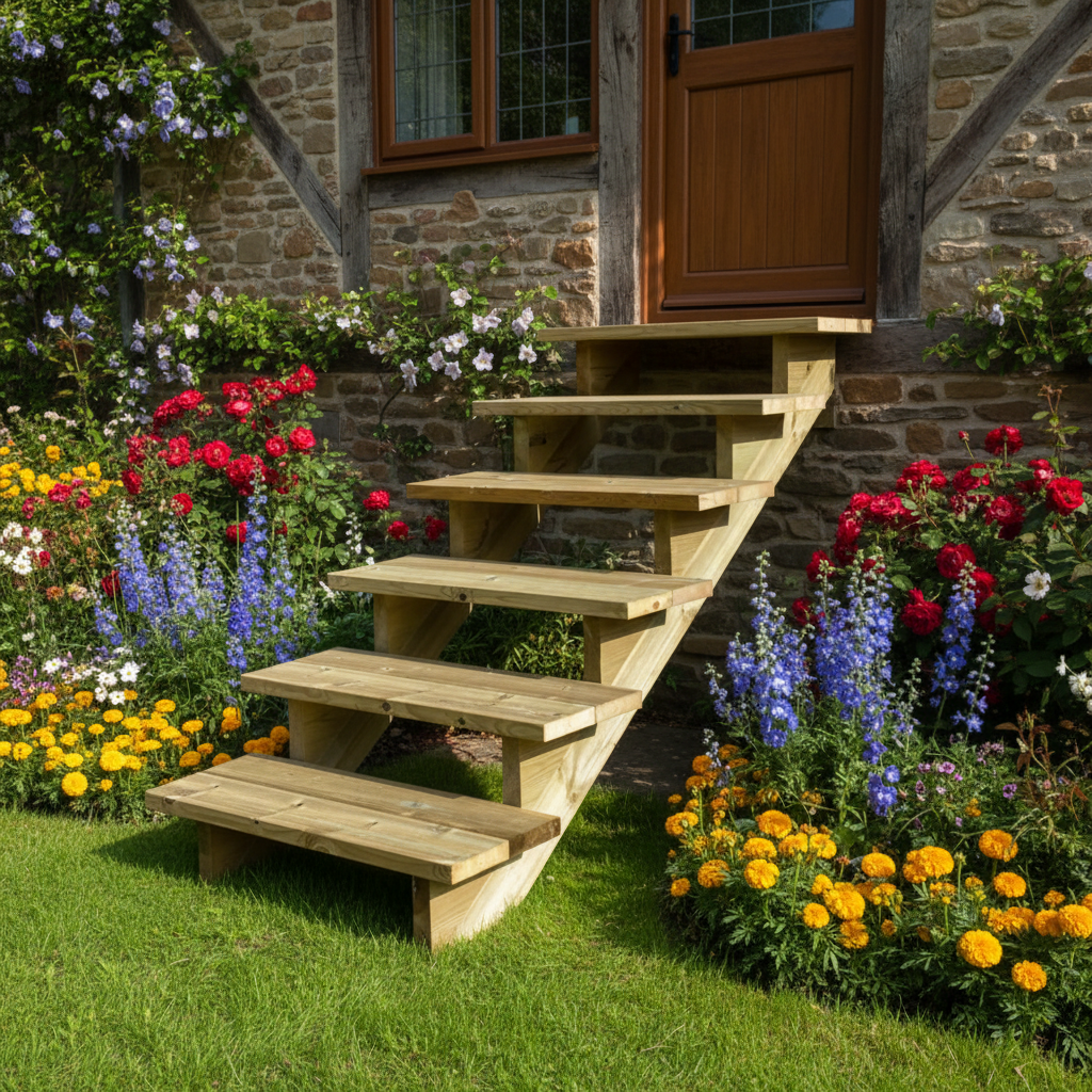  Outdoor wooden stairs