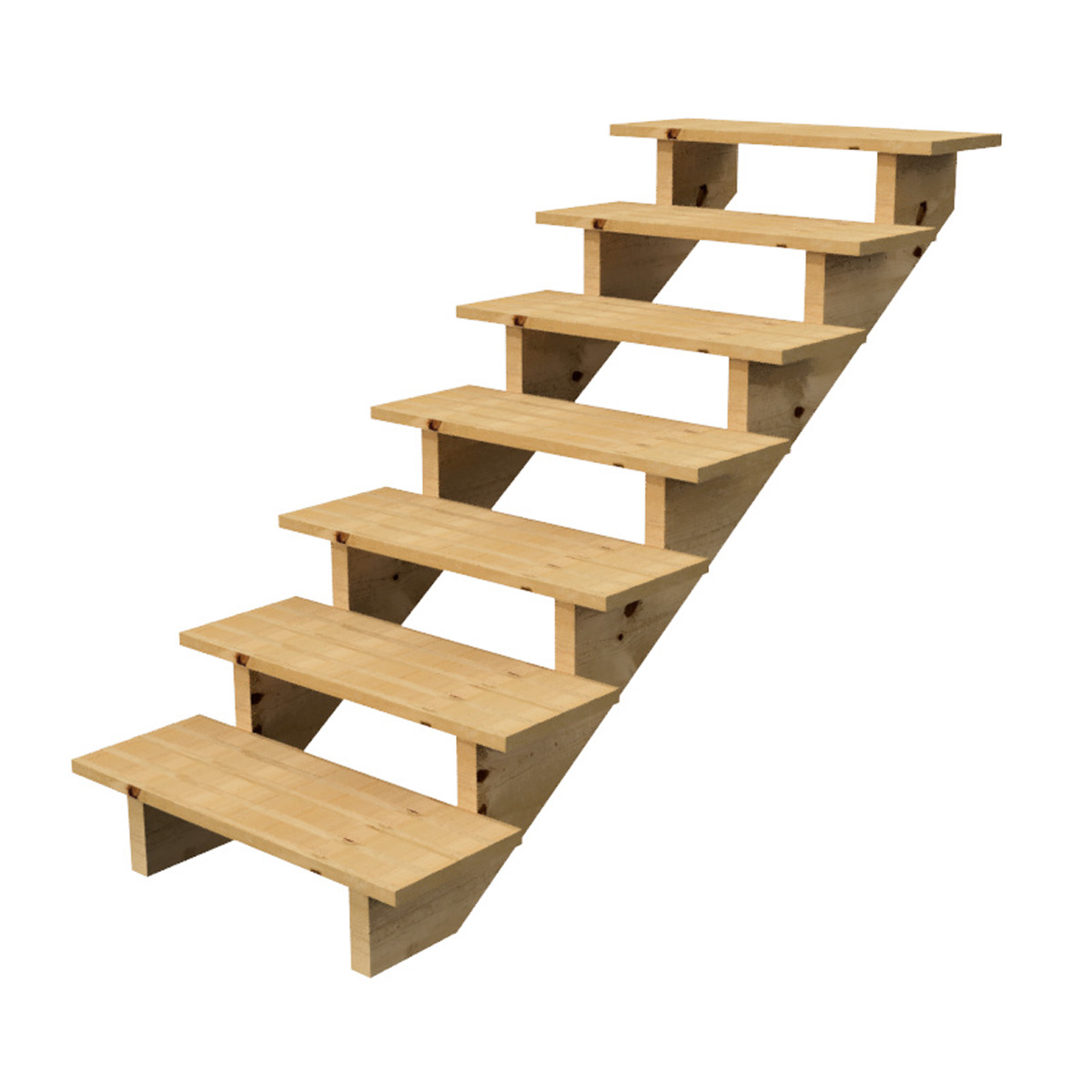 Escalera exterior patio 7 peldaños tipo C – altura 122cm Escalera de madera 7 peldaños tipo C – altura 122cm