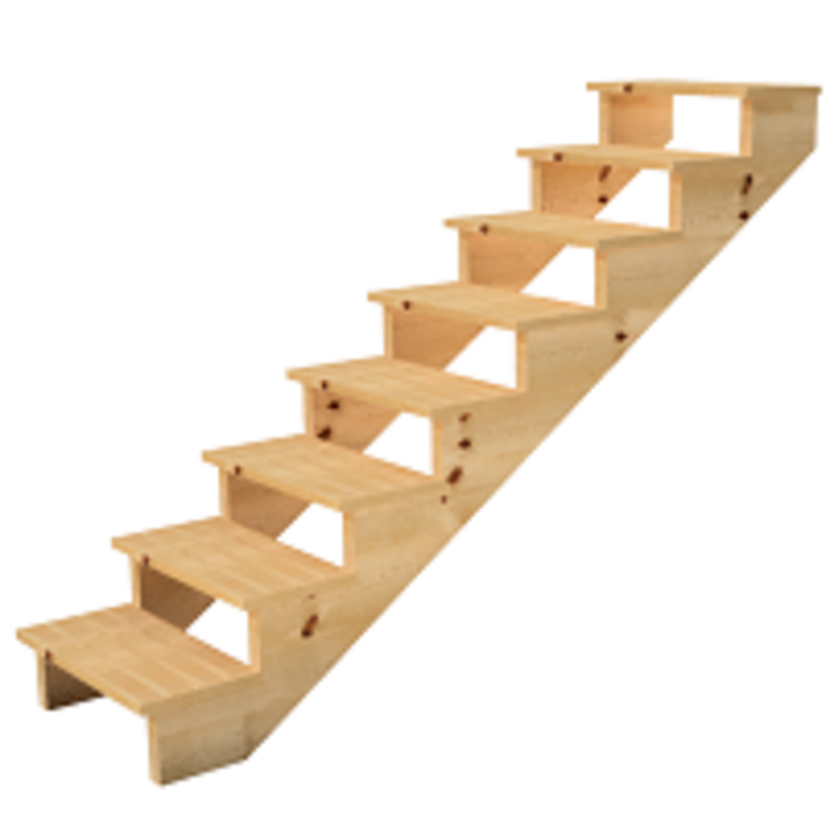 buitentrap van hout 8 treden type C - 139cm hoog