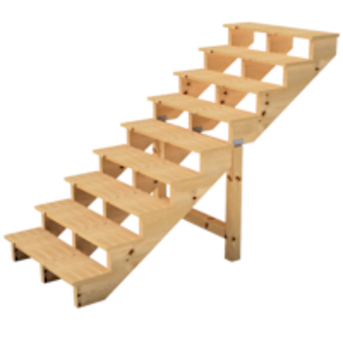 Deck stairs wood 9 steps type C - height 156cm