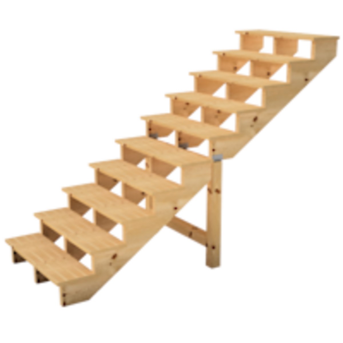 Deck stairs wood 10 steps type C - height 173cm