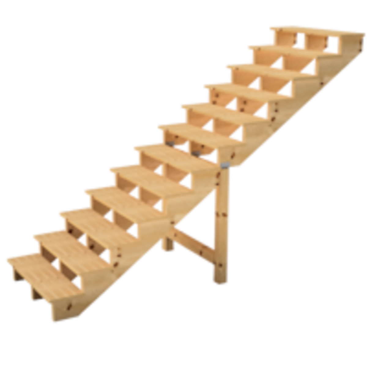 Escalera exterior madera 12 peldaños tipo C - Altura 207cm