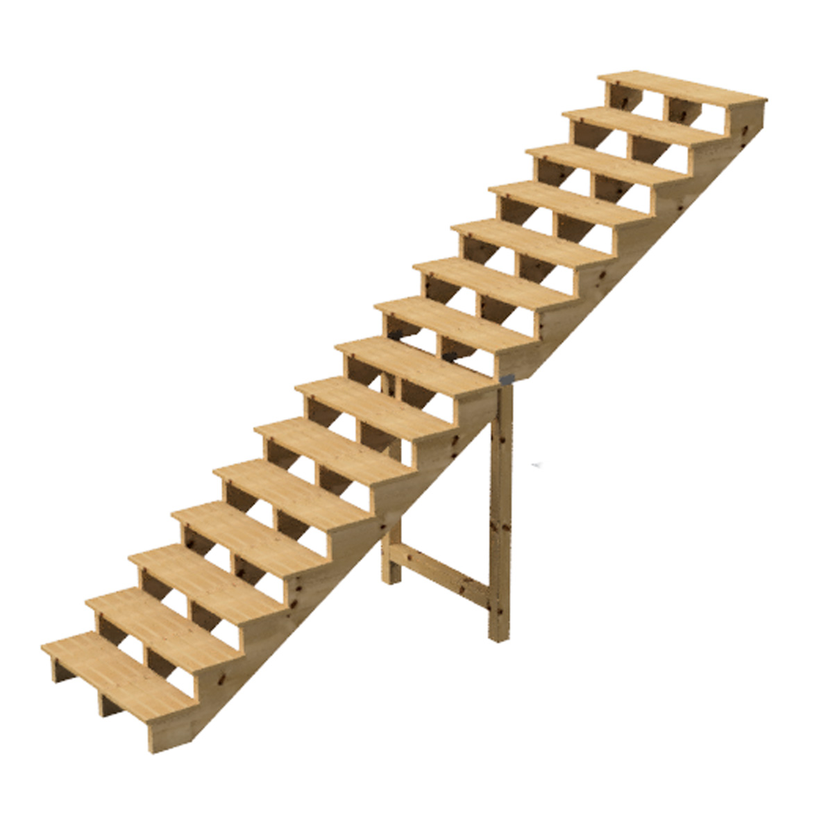 buitentrap van hout 15 treden type C - 258cm hoog 