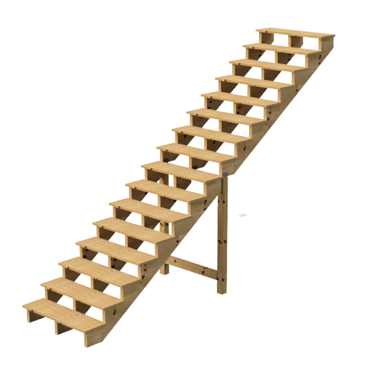 buitentrap van hout 16 treden type C - 275cm hoog