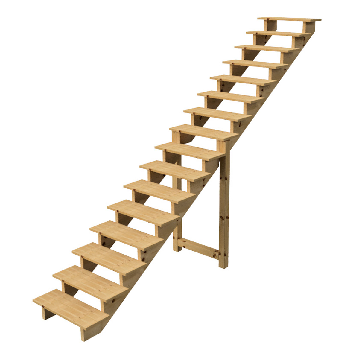 Escalera exterior patio 16 peldaños tipo C – altura 275cm Escalera de madera 16 peldaños tipo C – altura 275cm