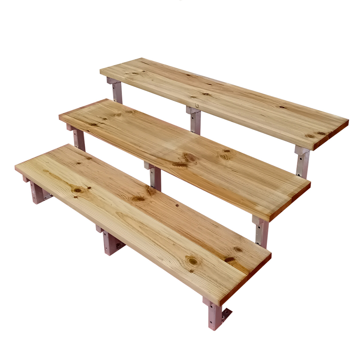 Stahltreppe mit Treppenstufen aus druckimprägniertem Holz