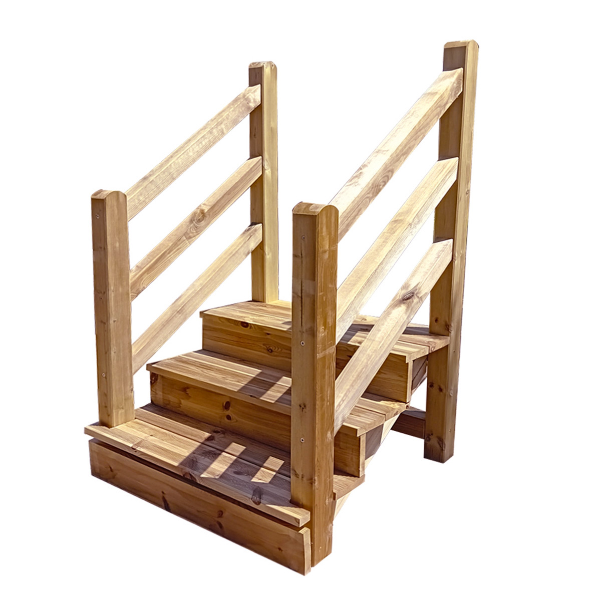 Buitentrap trapleuning hout + RVS Buitentrap VENEZIA met houten leuning