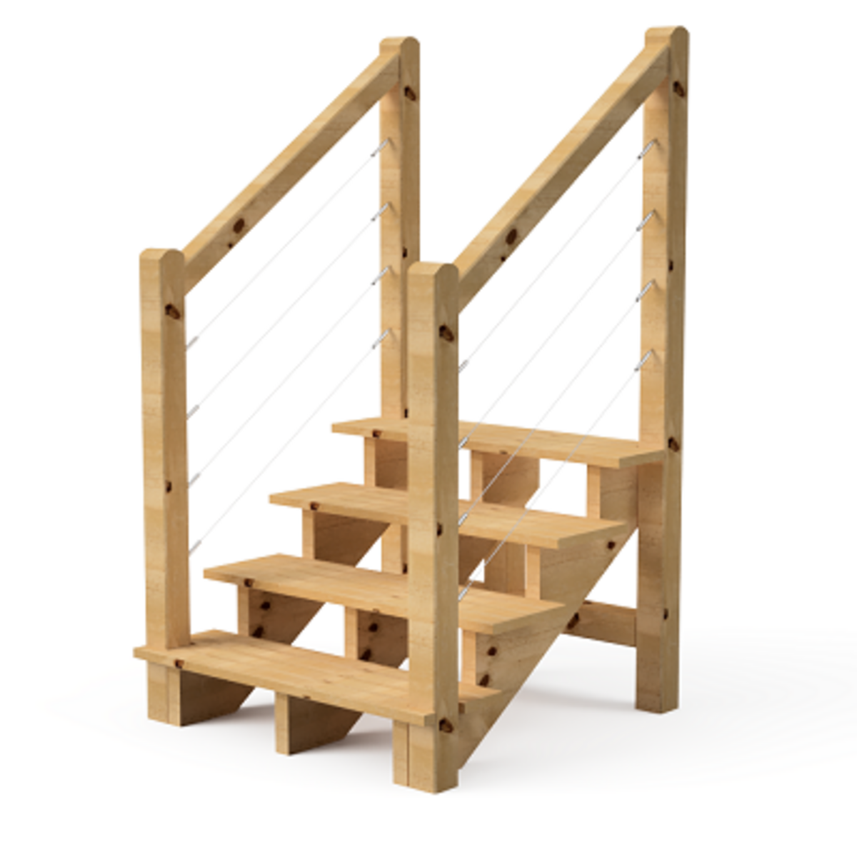 escalier bois avec main courant bois et cables inox