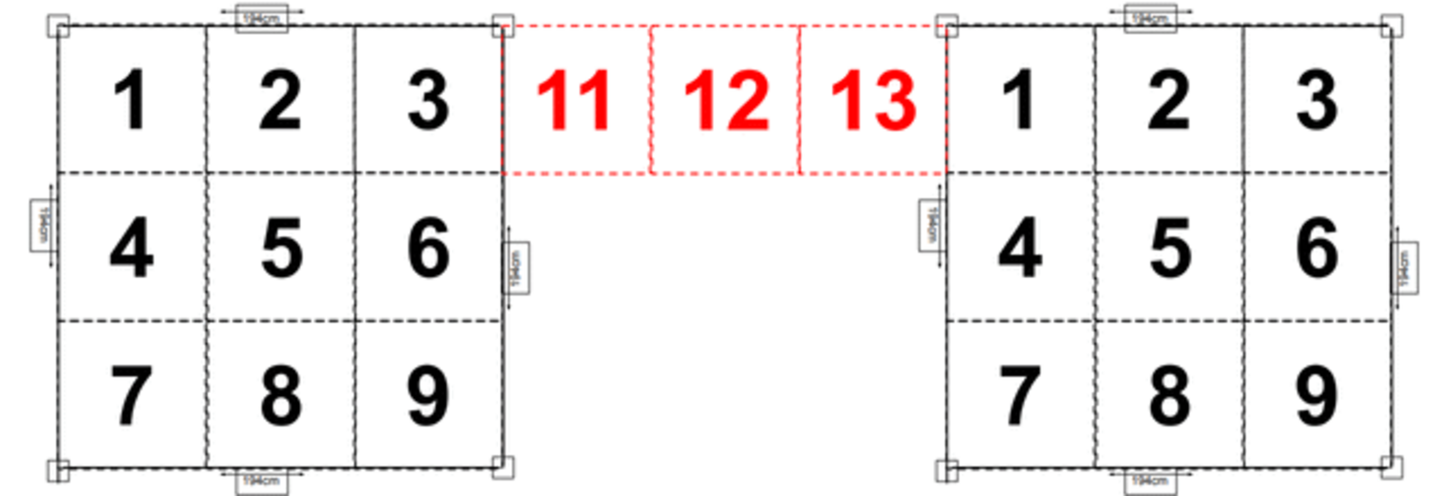 Kit de raccordement pour carré potager en bois de grande taille 11-12-13 longueur 177cm