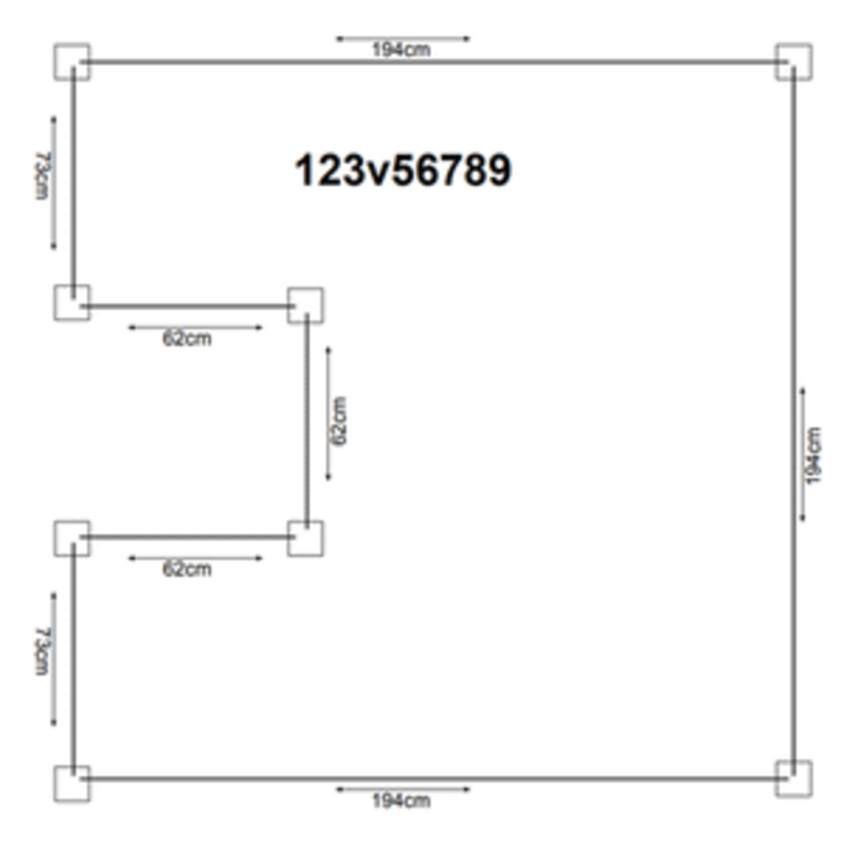 Hochbeet Holz mit Ausschnitt - 8 Module 194x194cm