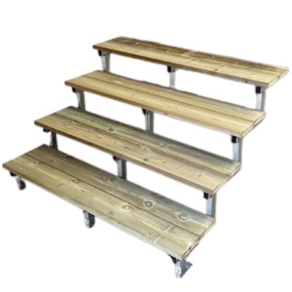 deck stairs metal and pressure-impregnated wood