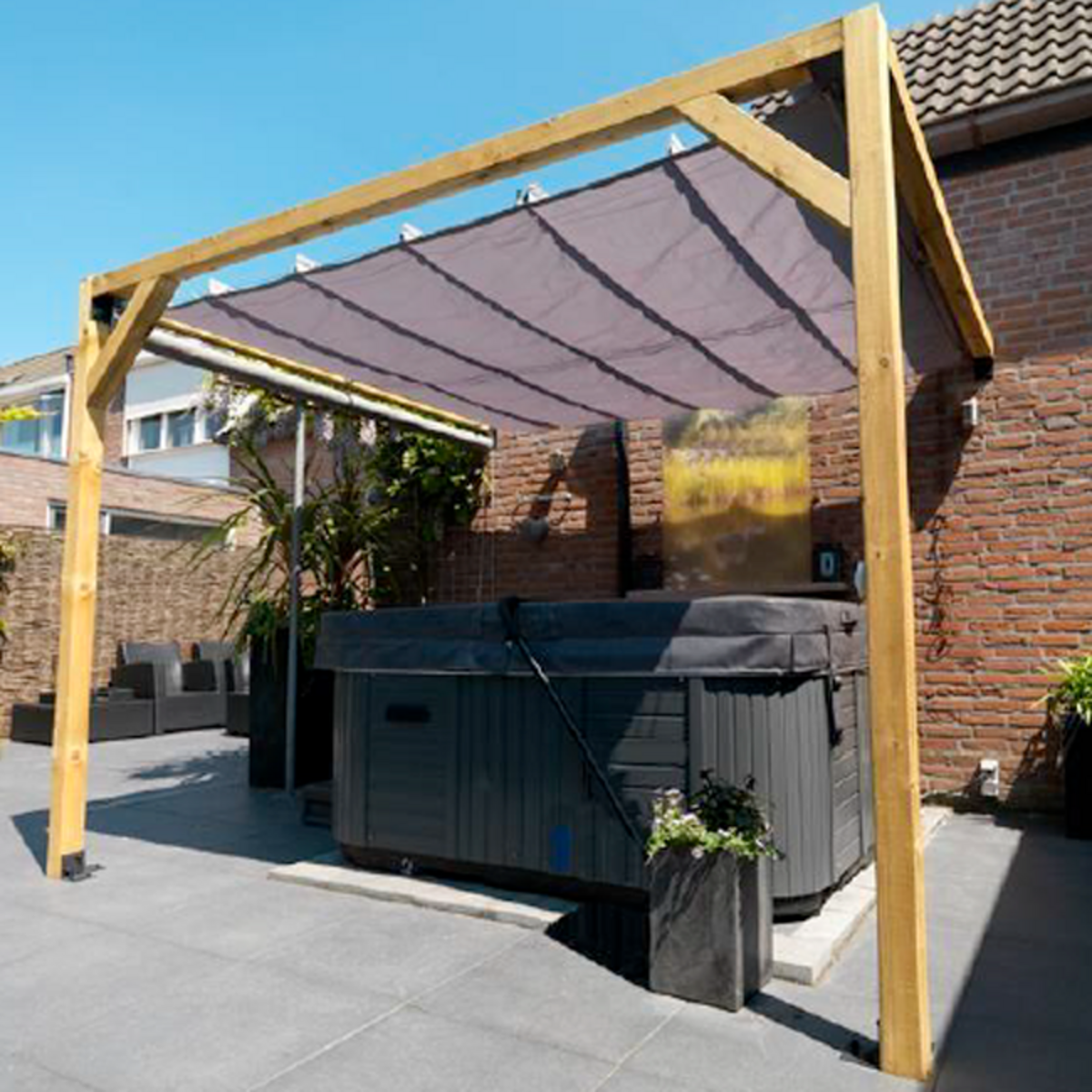 Waterproof retractable pergola canopy