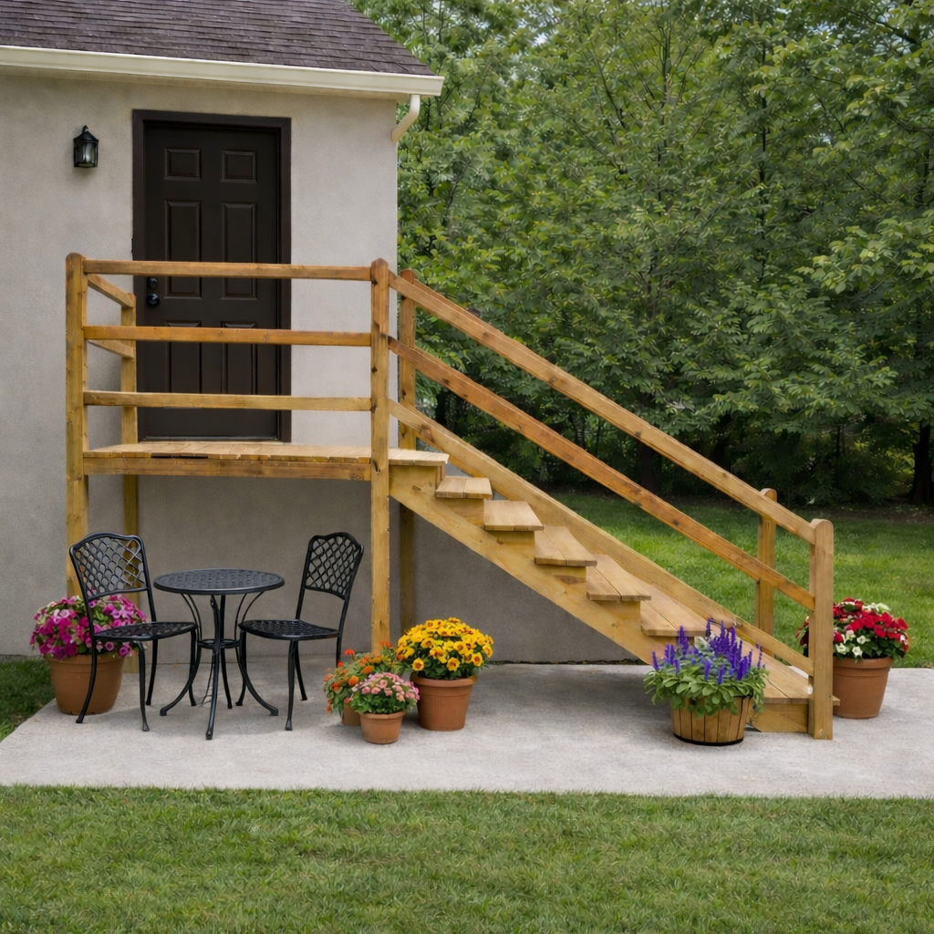 Milano outdoor stair with handrail and landing